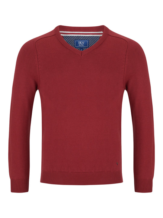 Daniel Grahame Drifter V-Neck Sweater - Red Pepper
