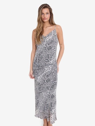 Noisy May Amira Singlet Chiffon Dress - Eggnog/ Snake