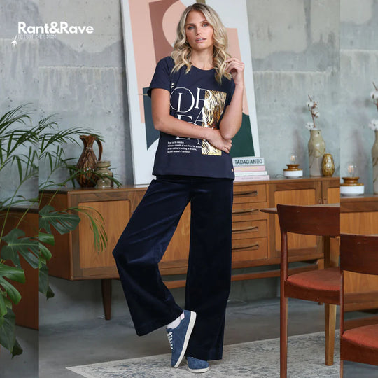 Rant & Rave Rochelle Wide Leg Cord - Navy