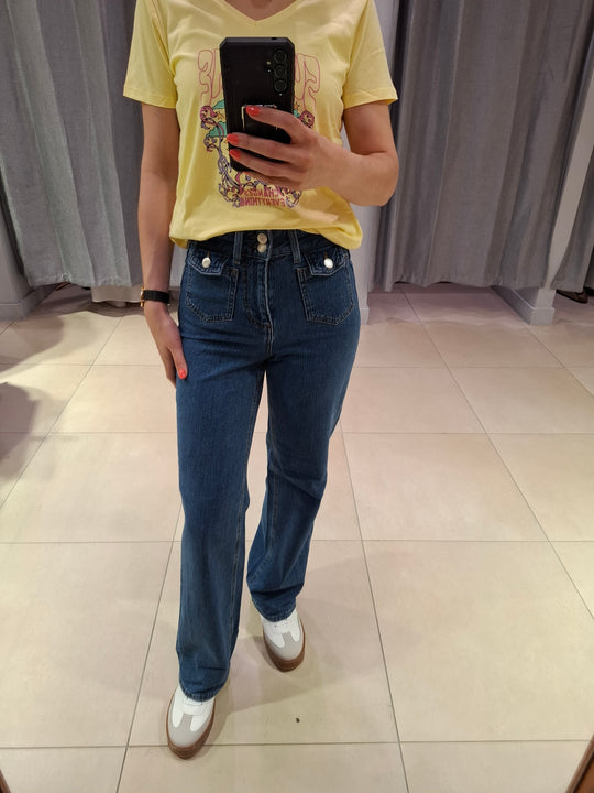 Vero moda Tessa High Rise Wide Pocket - Medium Blue Denim