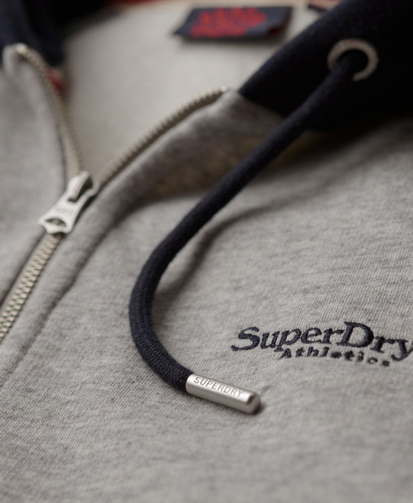 SUPERDRY ESSENTIAL LOGO ZIP HOODIE TRACK BURGUNDY MARL