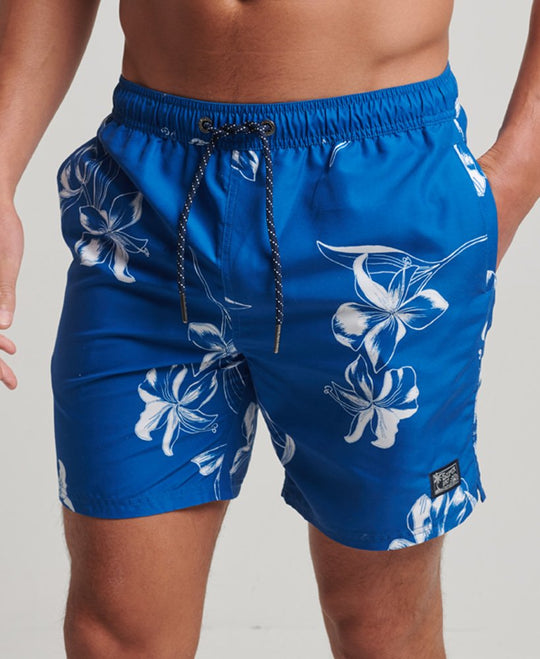 Superdry Vintage Hawaiian Swim Shorts - Mono Hibiscus Cobalt