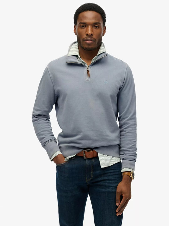 Superdry Classic Essential Half Zip - Washed Denim