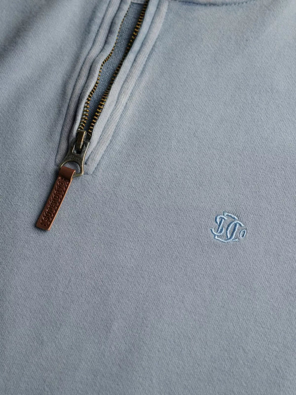 Superdry Classic Essential Half Zip - Washed Denim