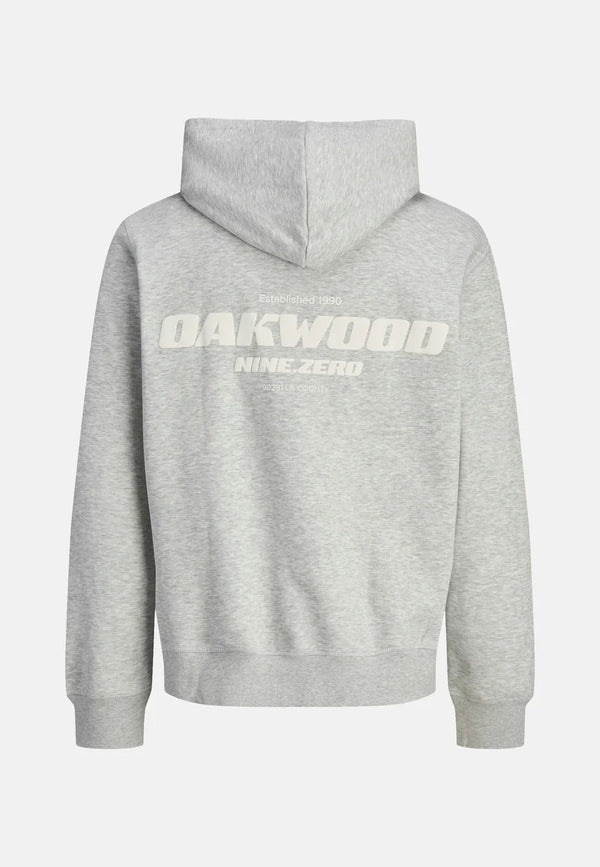 Jack & Jones Interlude Tonal Back Print Sweat Hood - Light Grey