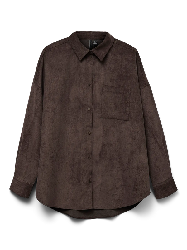 Vero Moda Sanne Courderoy Long Sleeve Shirt - Chocolate Torte