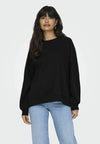 Only Zenna Long Sleeve Oversize Stone Sweater - Black/Black Rhinestones