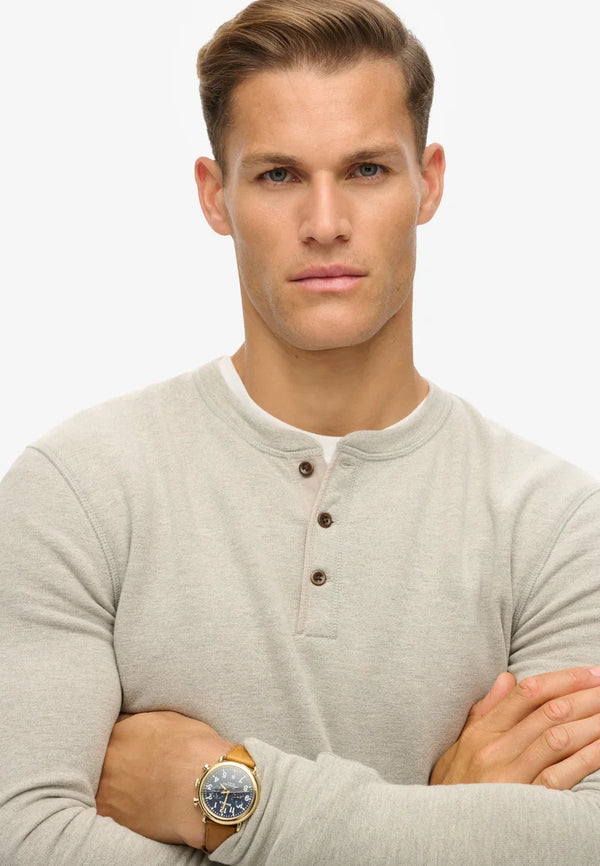 Superdry Merchant Grandad Top - Heritage Grey Grindle