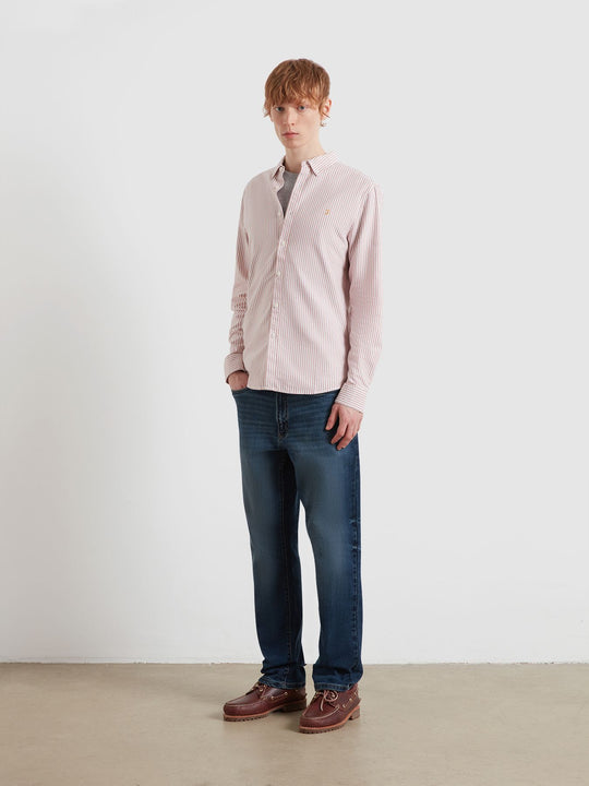 Farah Brewer Stripe Shirt - Coral Reef