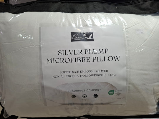 The Soft Bedding Company Silver Plump Microfibre Pillow Twin Pack