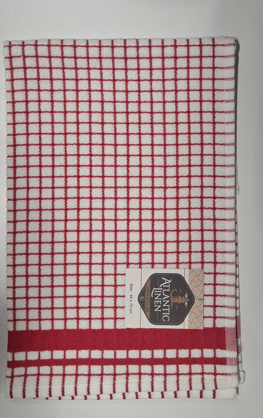 Atlantic Linen Tea Towel - Red/White