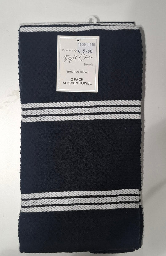 Right Choice 2 Pack Tea Towel - Black/White