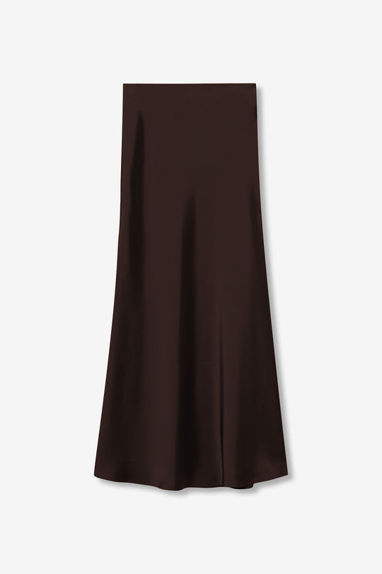 Tiffosi Kansas Satin Skirt - Chocolate Brown