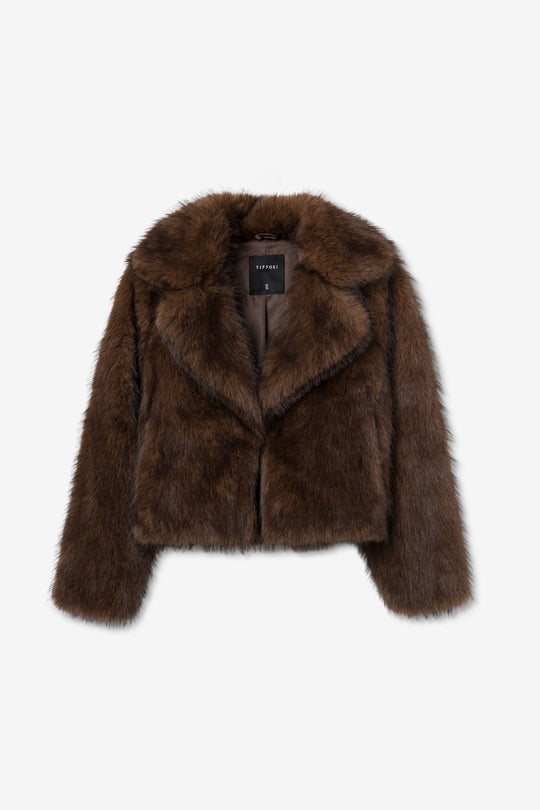 Tiffosi Irina Fur Jacket - Chocolate Brown