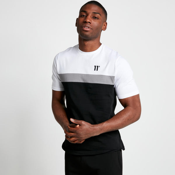 11 Degrees Neo Triple Panel T-Shirt - Black/White/Shadow Grey