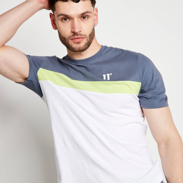 11 Degrees Neo Triple Panel T-Shirt - Twister Grey/White/Sharp Green
