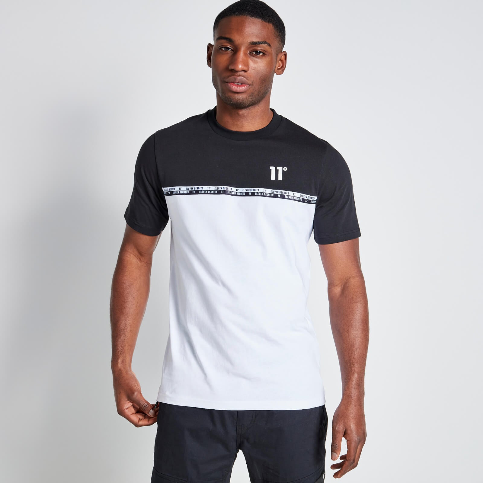 11 Degrees Double Taped T Shirt Black White Kevin Bowens