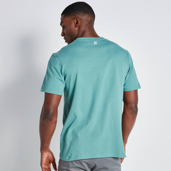 11 Degrees Chest Taped T-Shirt - Washed Green