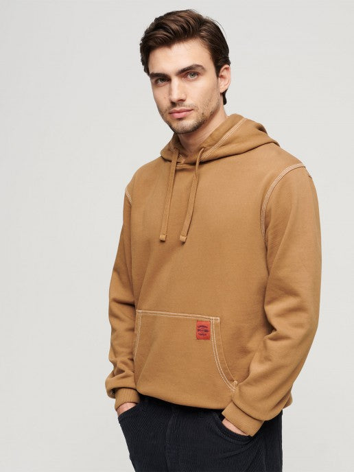 Superdry Contrast Stitch Relaxed Hoodie - Classic Brown Camel [Size L]