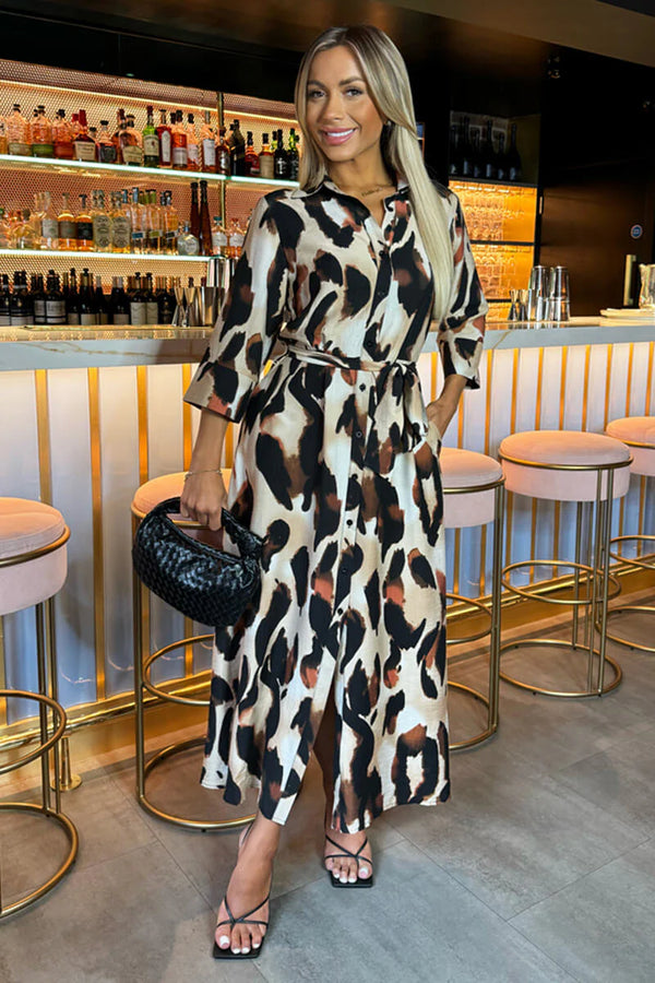 Ax Paris Multi Leopard Print Midi Dress