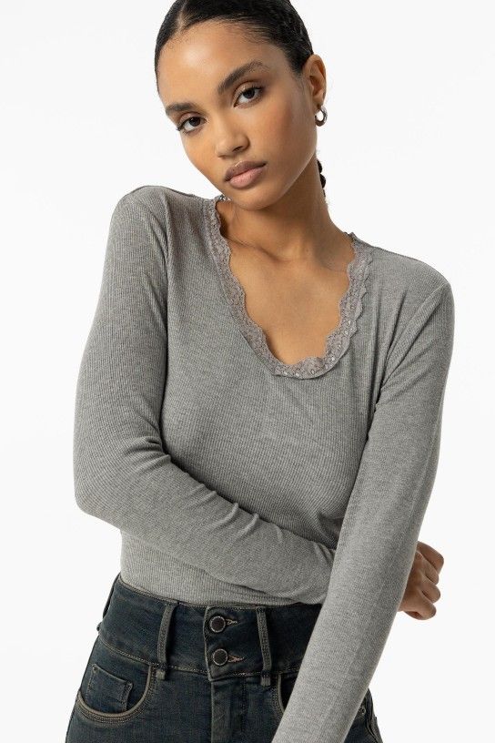 Tiffosi Valencia Long Sleeve Top - Grey