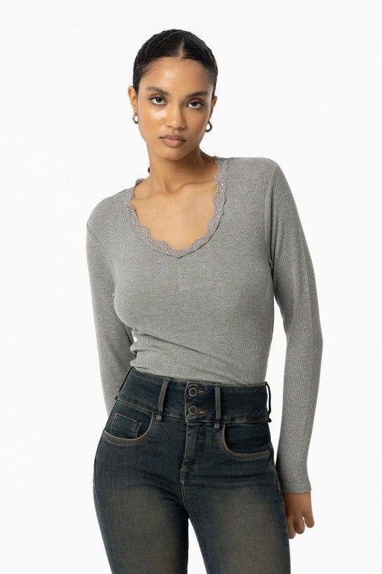 Tiffosi Valencia Long Sleeve Top - Grey