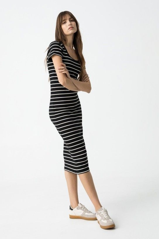 Tiffosi Bailey Dress - Black/White Stripe