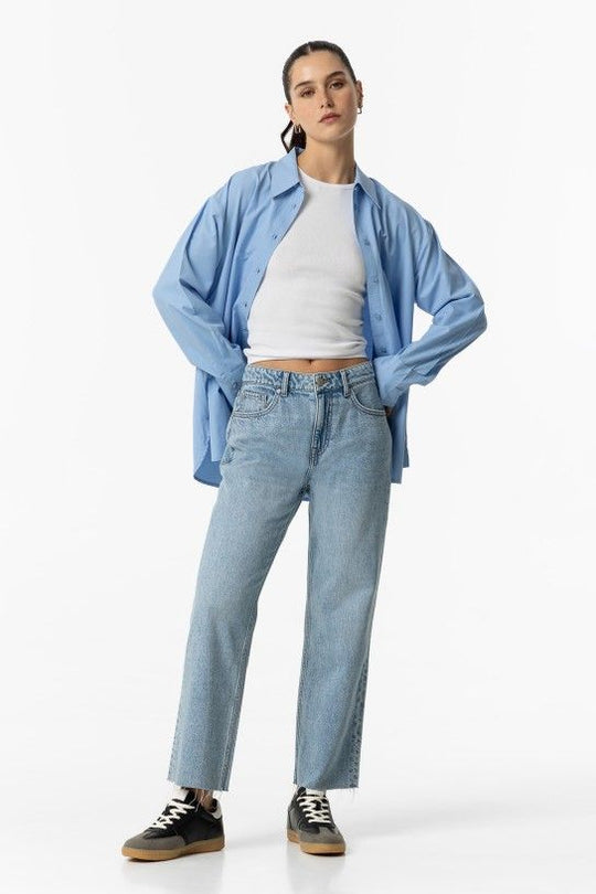 Tiffosi Solange Cropped Straight Jean - Light Blue Denim