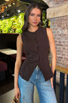 AX Paris Button Front Longline Waistcoat - Chocolate