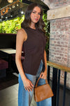 AX Paris Button Front Longline Waistcoat - Chocolate