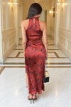 AX Paris Abstract Print Halter Neck Midi Dress - Rust