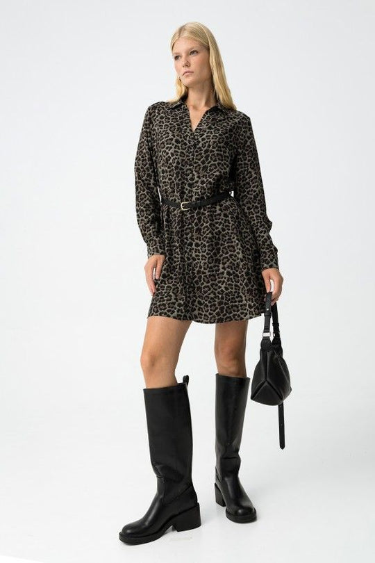 Tiffosi Leopard Dress - Patina Green