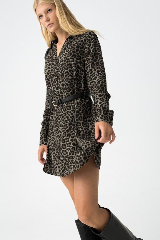 Tiffosi Leopard Dress - Patina Green