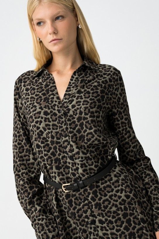 Tiffosi Leopard Dress - Patina Green