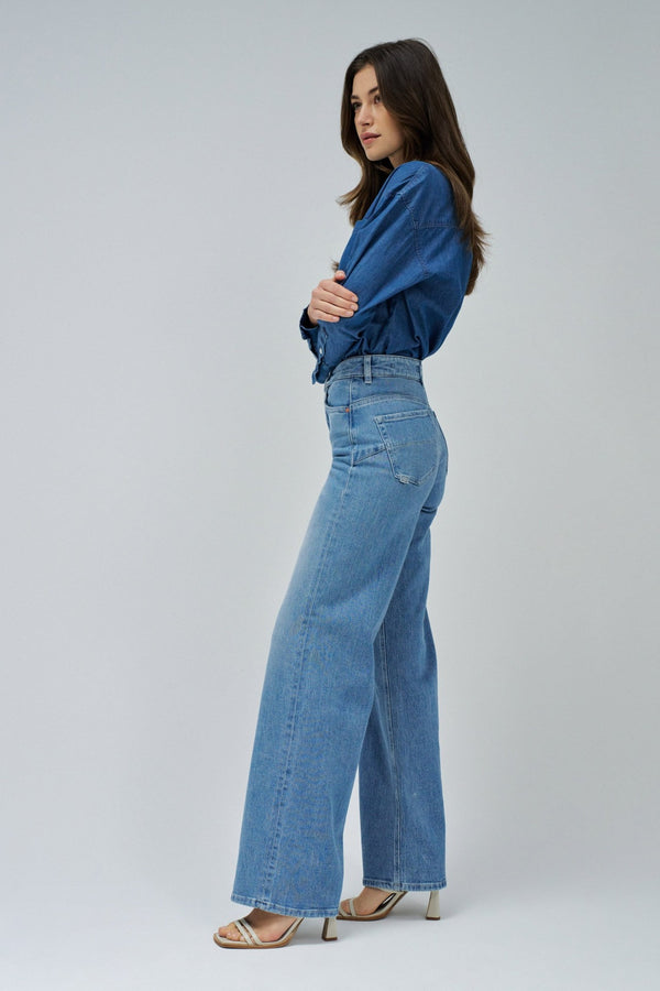 Salsa Faith Push In Wide Jeans - Blue