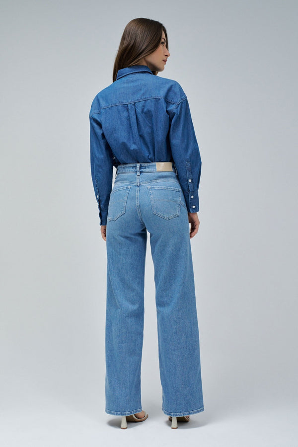 Salsa Faith Push In Wide Jeans - Blue