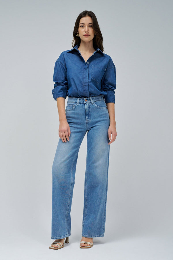 Salsa Faith Push In Wide Jeans - Blue