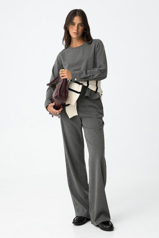 Tiffosi Riley Trouser - Grey/White Stripe