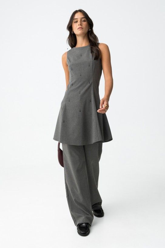 Tiffosi Riley Trouser - Grey/White Stripe