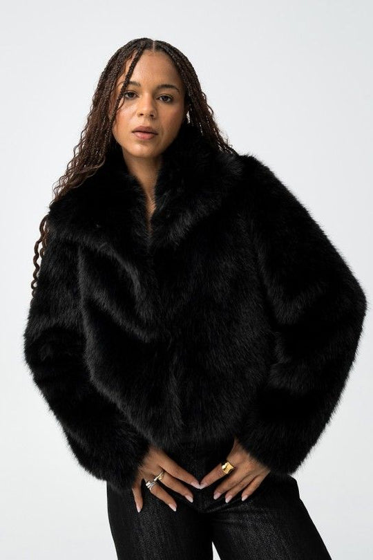 Tiffosi Thretha Faux Fur Short Jacket - Black