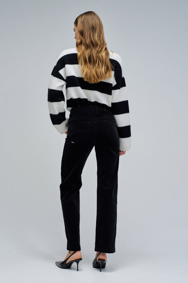 Salsa Medium Rise Straight Leg Cord Jean - Black