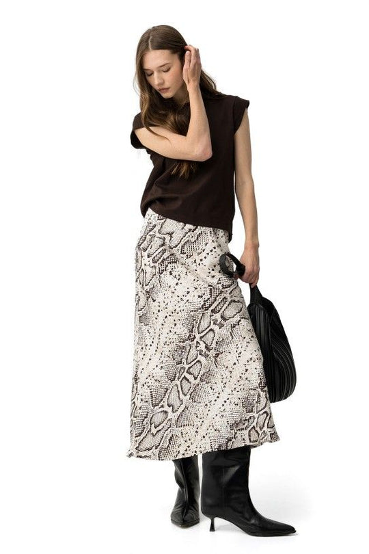 Tiffosi Kansas Satin Skirt - Beige [Size M]