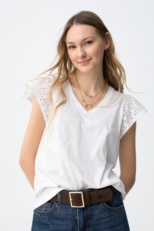 Tiffosi Graciosa V Neck T Shirt - White