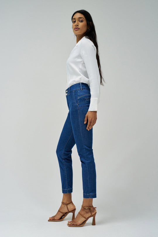 Salsa Secret Chino Push In Cropped Slim - Blue