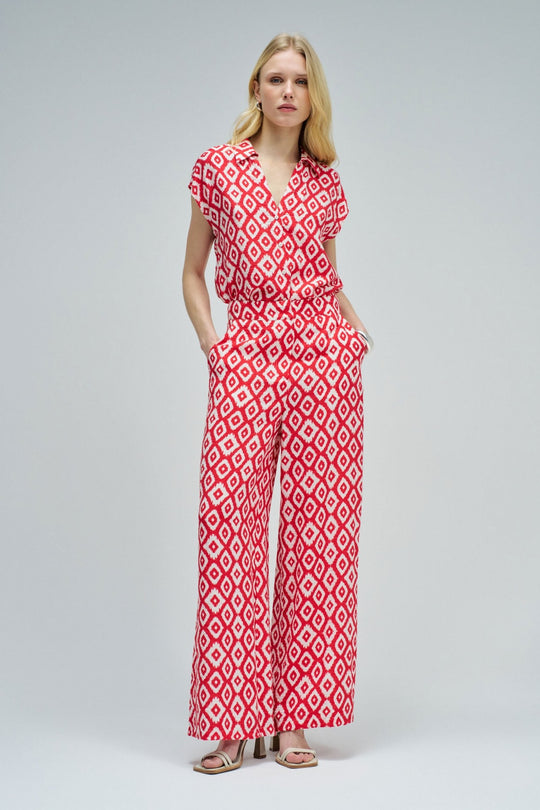 Salsa Regular Fit Patterned Trousers - Red