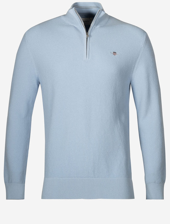 Gant Micro Texture Cotton Half Zip - Fresh Blue