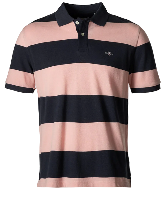 Gant Block Stripe Polo - Bubblegum Pink