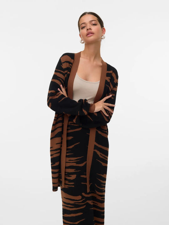 Vero Moda Nancy Long Sleeve Open Cardigan - Emperador Zebra