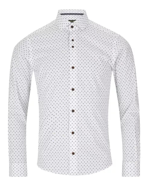Remus Uomo Slim/Kirk Long Sleeve Shirt - Yellow & White