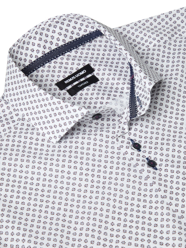 Remus Uomo Frank Tapered Shirt - Navy & White 13165/18